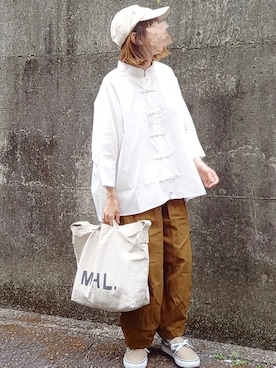 「アイテム（その他パンツ、イエロー系）」を使った、piiiikoさん（レディース・152cm）の春コーディネート