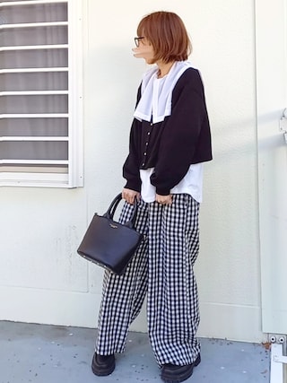 ISOOK（アイスー）の「Ginghamcheck wide pants / ギンガム