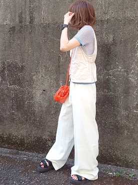 「L.H.P（エルエイチピー）のアイテム（Tシャツ/カットソー）」を使った、piiiikoさん（レディース・152cm）の夏コーディネート