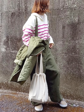 「春ニット」｜「アイテム（ノーカラージャケット）」を使った、piiiikoさん（レディース・152cm）の冬コーディネート