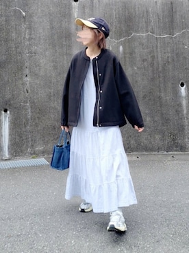 「アイテム（ノーカラージャケット）」を使った、piiiikoさん（レディース・152cm）の秋コーディネート