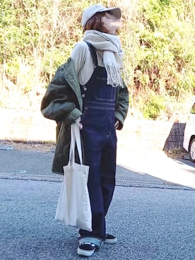 「something_jean」｜「アイテム（オールインワン・サロペット）」を使った、piiiikoさん（レディース・152cm）の冬コーディネート