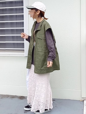 「Avail（アベイル）のアイテム（キャップ）」を使った、piiiikoさん（レディース・152cm）の夏コーディネート