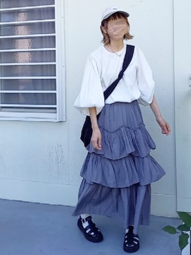 「CLEA（クレア）のアイテム（スカート）」を使った、piiiikoさん（レディース・152cm）の夏コーディネート