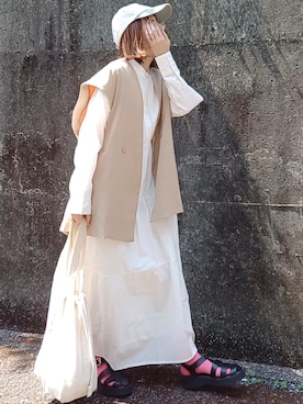 「アイテム（シャツワンピース）」を使った、piiiikoさん（レディース・152cm）の春コーディネート