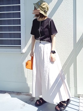 「メロートップス」｜「アイテム（腕時計）」を使った、piiiikoさん（レディース・152cm）の夏コーディネート