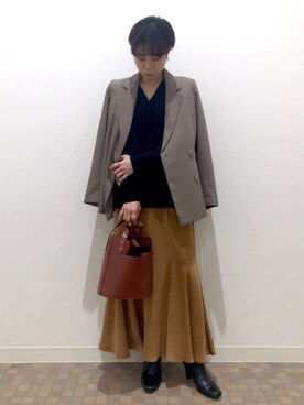 「秋トレンド2021」｜「アイテム（その他アウター）」を使った、ayameさん（レディース・158cm）の秋コーディネート