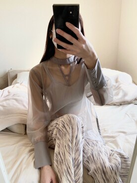 「スキッパーシャツ」｜「アイテム（キャミソール）」を使った、💭ྀིアキホさん（レディース・166cm）の春コーディネート