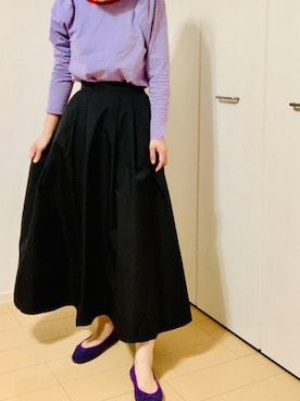 「アイテム（バレエシューズ、パープル系）」を使った、はなさん（レディース・156cm）の秋コーディネート