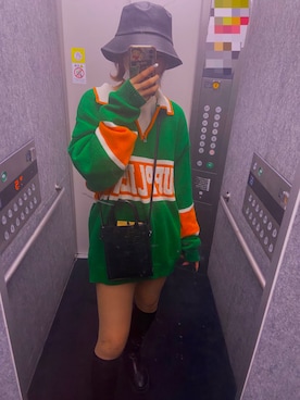「SUPPLIER（サプライヤー）のアイテム（ニット/セーター、グリーン系）」を使った、rippeさん（レディース・168cm）の春コーディネート