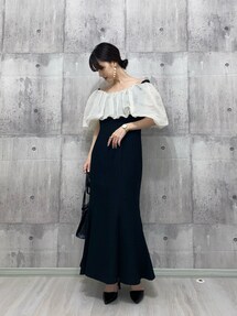 2WAYオフショルダーパフスリーブマーメイドドレス「LEJA」 LEJA】2WAYオフショルダーパフスリーブバリエマーメイド