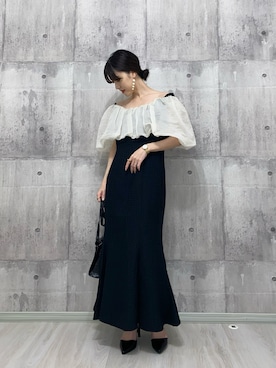 LEJA】2WAYオフショルダーパフスリーブバリエマーメイドワンピース LEJA】2WAYオフショルダーパフスリーブバリエマーメイドワンピース