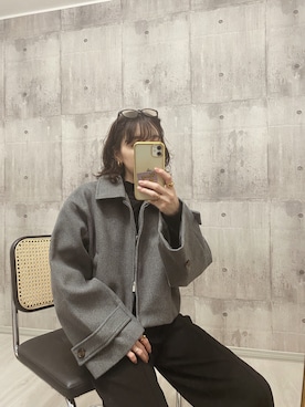 「グレーコーデ」｜「アイテム（ブルゾン）」を使った、HITOMIさん（レディース・155cm）の秋コーディネート
