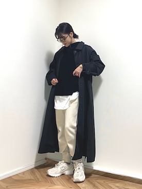 「黒縁メガネ」｜「アイテム（ジャケット/アウター）」を使った、HITOMIさん（レディース・155cm）の冬コーディネート