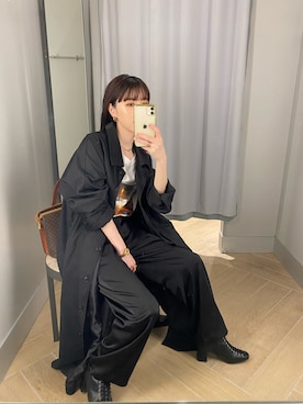 「ECRIRE（エクリール）のアイテム（ステンカラーコート）」を使った、HITOMIさん（レディース・155cm）の春コーディネート