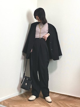 「ラップパンツ」｜「アイテム（セットアップ）」を使った、HITOMIさん（レディース・155cm）の春コーディネート