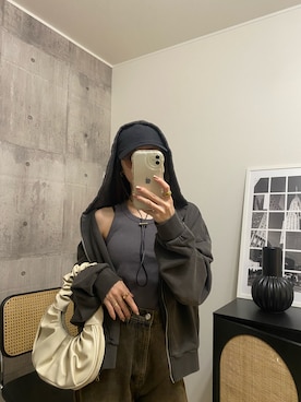 「tiptop（ティップトップ）のヴィンテージ加工ダブルジップパーカー（パーカー）」を使った、HITOMIさん（レディース・155cm）の秋コーディネート