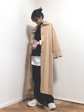 「ECRIRE（エクリール）のアイテム（ステンカラーコート）」を使った、HITOMIさん（レディース・155cm）の冬コーディネート