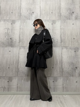 「アイテム（トレンチコート）」を使った、HITOMIさん（レディース・155cm）の冬コーディネート