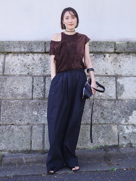 「アイテム（リング）」を使った、金子三記(miki)さん（レディース・170cm）の秋コーディネート