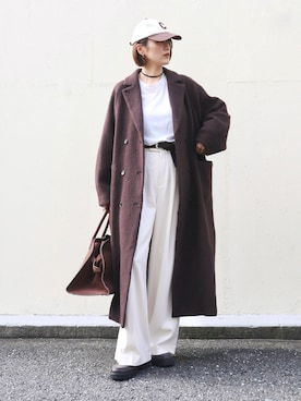 「アイテム（ベルト）」を使った、金子三記(miki)さん（レディース・170cm）の冬コーディネート