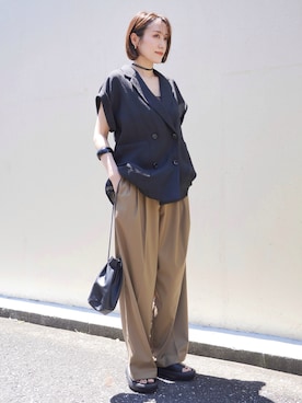 「夏コーデ」｜「アイテム（ジャケット/アウター）」を使った、金子三記(miki)さん（レディース・170cm）の夏コーディネート