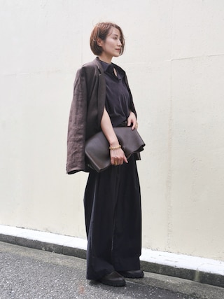 「BABYLONE(バビロン)のコットンモールポロニット(ニット/セーター)」を使った、金子三記(miki)さん(レディース・170cm)の秋コーディネート