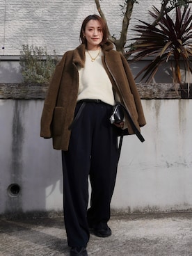 「anuke（アンヌーク）のアイテム」を使った、金子三記(miki)さん（レディース・170cm）の冬コーディネート