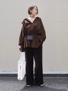 「アイテム（チョーカー）」を使った、金子三記(miki)さん（レディース・170cm）の秋コーディネート