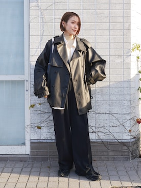 「アイテム（トレンチコート）」を使った、金子三記(miki)さん（レディース・170cm）の冬コーディネート