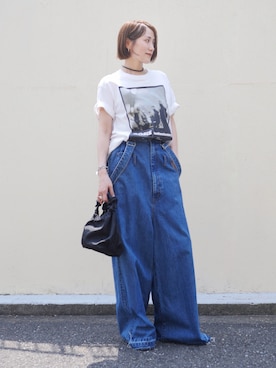 「loni（ロニ）のアイテム」を使った、金子三記(miki)さん（レディース・170cm）の夏コーディネート