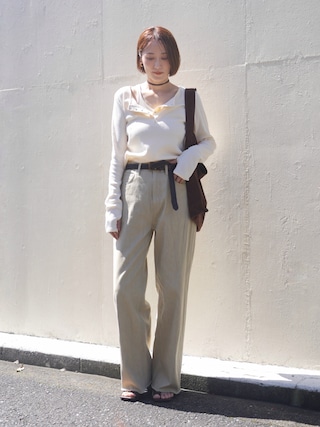 「NOGLE(ノグル)の【NOGLE/ノグル】ワッフルヘンリーネックトップス(Tシャツ/カットソー)」を使った、金子三記(miki)さん(レディース・170cm)の秋コーディネート