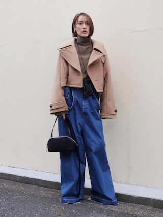 「PRANK PROJECT(プランクプロジェクト)のオーバーウエスト2WAYサロペット/Loose Waist Two-way Salopette Pants(サロペット/オーバーオール)」を使った、金子三記(miki)さん(レディース・170cm)の冬コーディネート