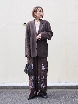 「TODAYFUL（トゥデイフル）のEmbroidery Patchwork Trousers（その他パンツ）」を使った、金子三記(miki)さん（レディース・170cm）の春コーディネート