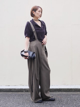 「BABYLONE(バビロン)のコットンモールポロニット(ニット/セーター)」を使った、金子三記(miki)さん(レディース・170cm)の秋コーディネート