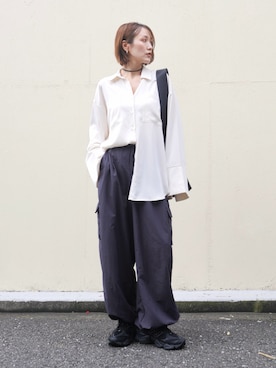 「NOGLE（ノグル）のアイテム（パンツ）」を使った、金子三記(miki)さん（レディース・170cm）の夏コーディネート