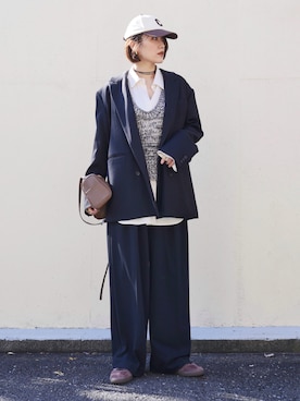 「アイテム（テーラードジャケット）」を使った、金子三記(miki)さん（レディース・170cm）の冬コーディネート