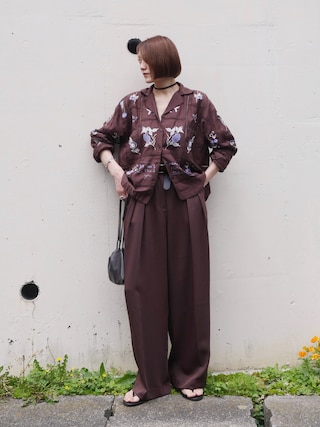 「TODAYFUL(トゥデイフル)の【TODAYFUL/トゥデイフル】Tuck Wide Trousers/タックワイドトラウザー(スラックス)」を使った、金子三記(miki)さん(レディース・170cm)の春コーディネート