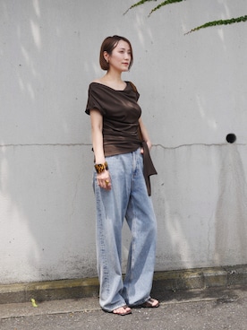 「CENE（セネ）のアイテム」を使った、金子三記(miki)さん（レディース・170cm）の夏コーディネート