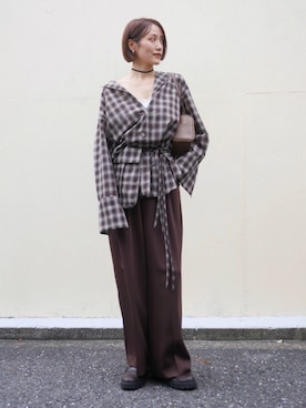 「アイテム（ピアス（両耳用））」を使った、金子三記(miki)さん（レディース・170cm）の秋コーディネート