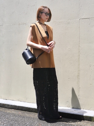 「PRANK PROJECT(プランクプロジェクト)の【2026Summer Pre-Order】コットンレースジャンプスーツ / Cotton Lace Jumpsuit(つなぎ/オールインワン)」を使った、金子三記(miki)さん(レディース・170cm)の夏コーディネート