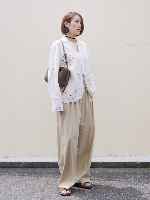 シャツ/ブラウス(長袖/七分) anuke  Cutwork Opencollar Shirts anuke（アンヌーク） ブラウス シャツ Cutwork Opencollar Shirts