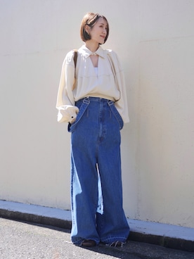 「Knuth Marf（クヌースマーフ）のアイテム」を使った、金子三記(miki)さん（レディース・170cm）の春コーディネート