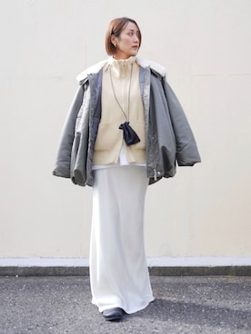 「アイテム（ミリタリージャケット）」を使った、金子三記(miki)さん（レディース・170cm）の冬コーディネート