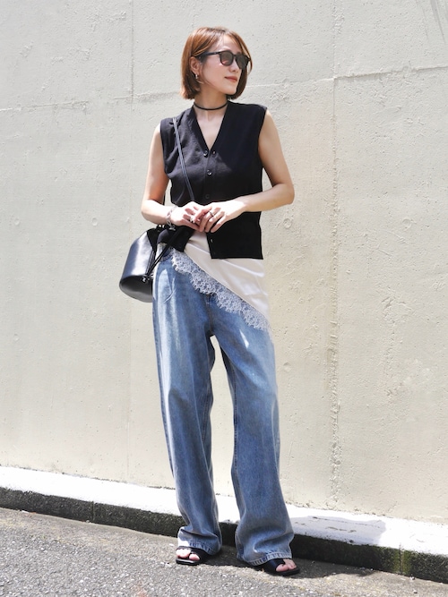 トゥデイフル　ダークグレー デニムパンツ　ワイドパンツ　【25】 ゆるだほ TODAYFUL トゥデイフル todayful ワイドパンツ パンツ Carys Denim
