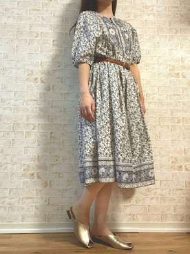 「メッシュベルト」｜「アイテム（ワンピース/ドレス）」を使った、ma✿さん（レディース・154cm）の秋コーディネート