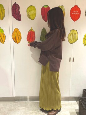 「ピスタチオ」｜「アイテム（スウェット）」を使った、ma✿さん（レディース・154cm）の冬コーディネート