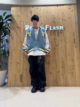 「アイテム（スカジャン）」を使った、akihiro_okadaさん（メンズ・175cm）の冬コーディネート