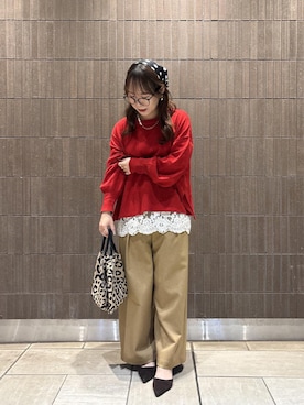 「アイテム（その他パンツ、イエロー系）」を使った、makiさん（レディース・150cm）の秋コーディネート