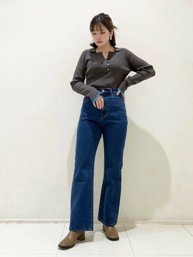 「N.（N. Natural Beauty Basic）（エヌエヌナチュラルビューティーベーシック）の【S Size Line】◆ナチュラルフレアデニムⅡ（デニムパンツ）」を使った、N. STAFFさん（レディース・158cm）の冬コーディネート